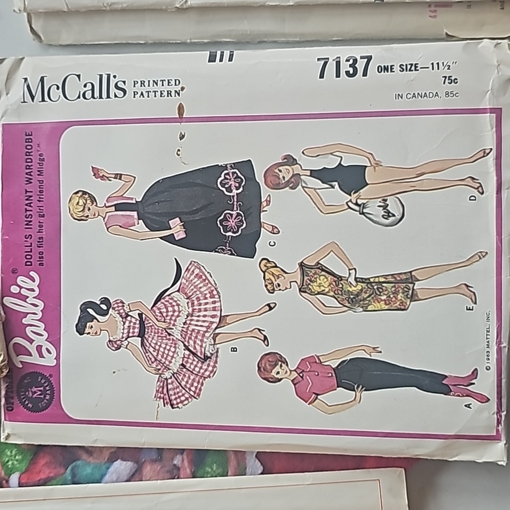 Vintage McCalls Barbie patterns 60 years old !